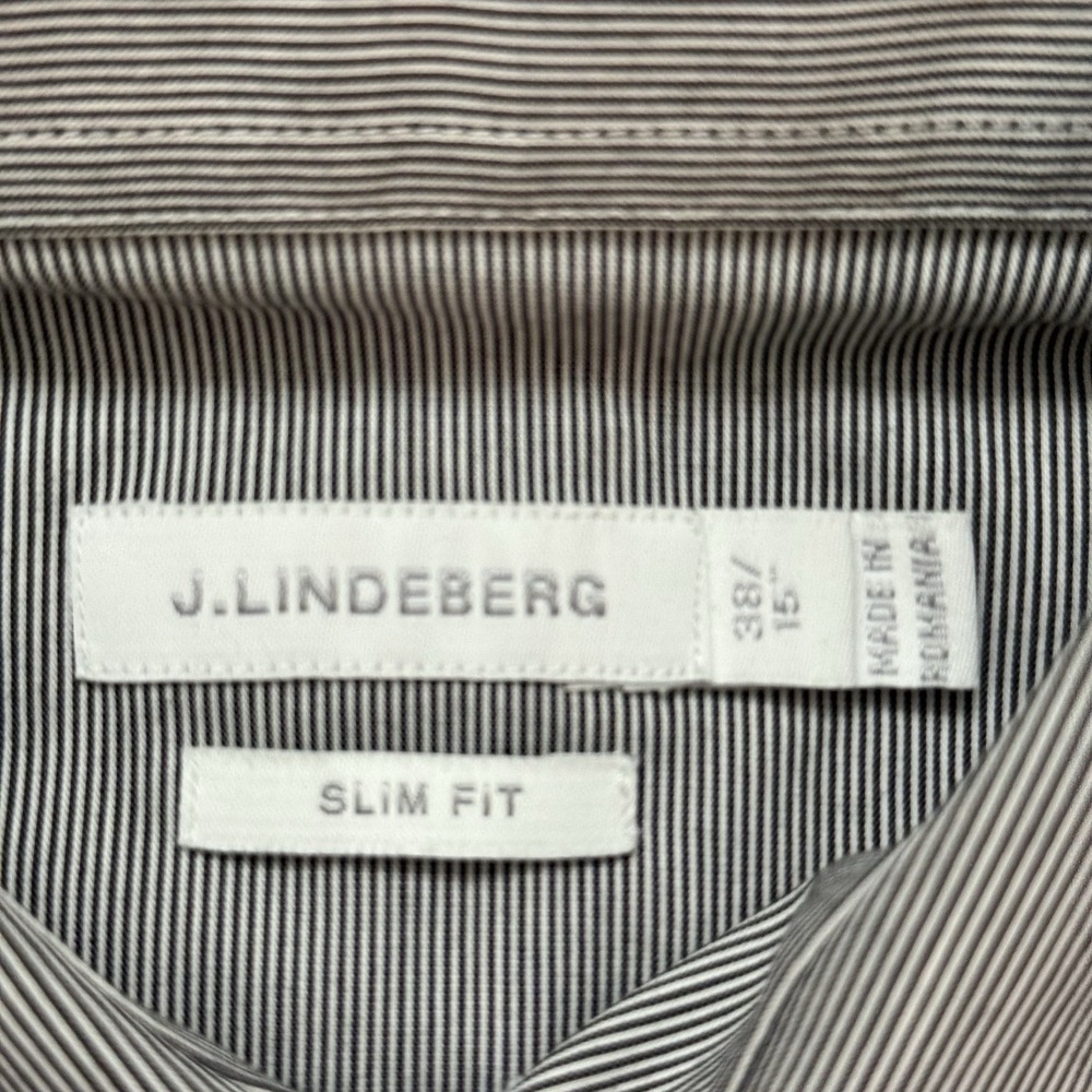 J Lindeberg Daniele 1000's Stripes Long Sleeve Slim Fit 38/15 Men's Dress Shirt - Picture 4 of 15